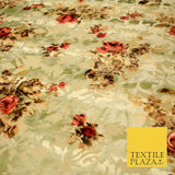 Floral Vintage Artsy Ornate Flower Mix Print Velvet Devore Burnout Net Fabric