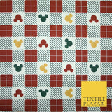 Mickey Mouse Disney Christmas Check Tartan Plaid Printed Fabric 100% Cotton 4964