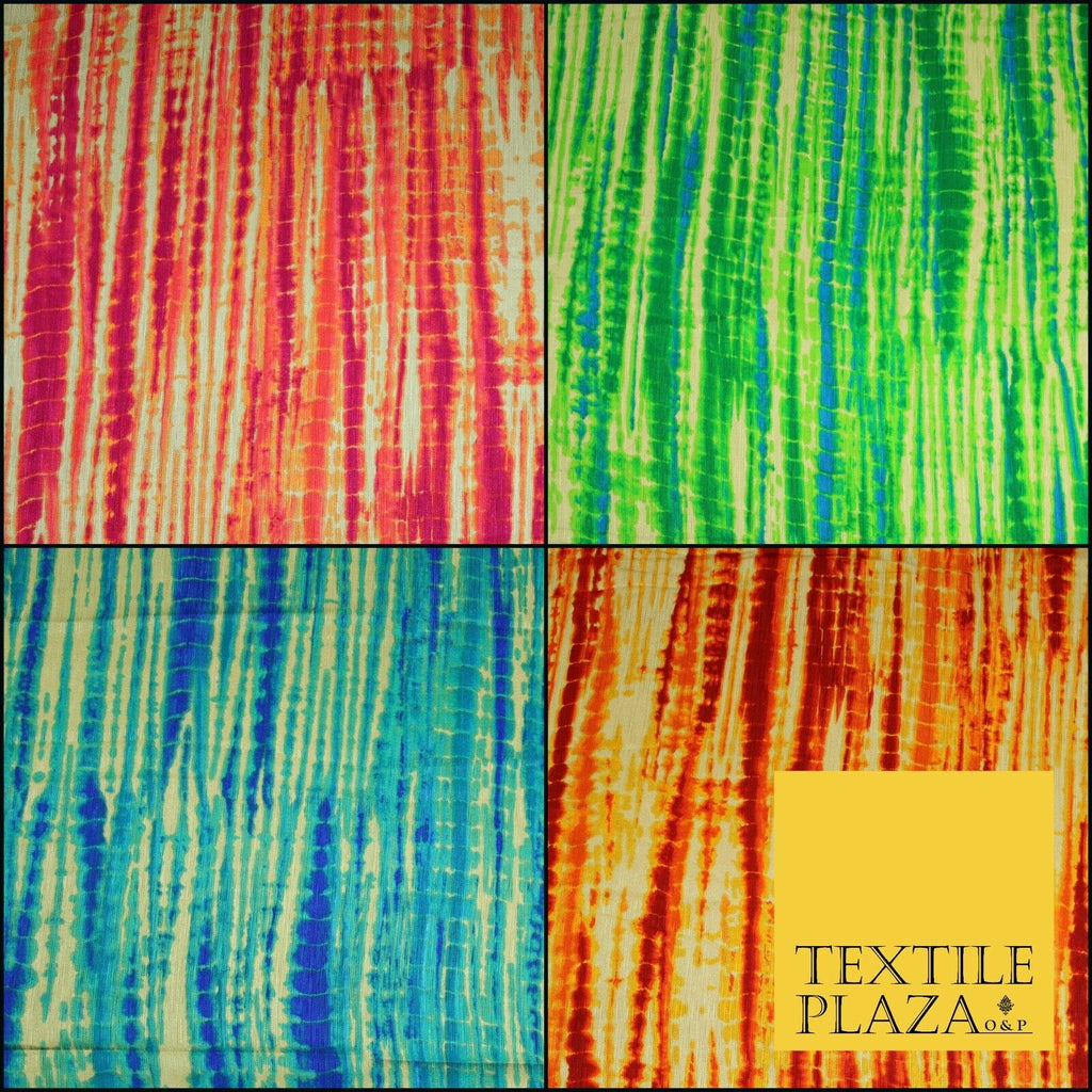 Tie Dye   Bright Silky Textured Crepe Print Fashion Fabric Dress Craft Festival