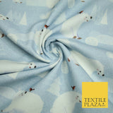 100% Cotton Polar Bear Robin Festive Christmas Winter Printed Fabric 58" 4967