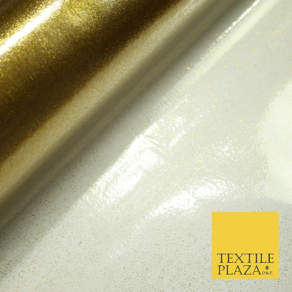 Clear Gold Metallic Glitter PVC VINYL Tablecloth Cover Protector Wipe Clean 5060