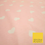 Pink Ivory Love Hearts Winceyette Soft Brushed Cotton Print Fabric 58" Wide 3985