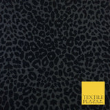 BLACK Flocked Leopard Velvet Devore Burnout Fabric Material Dress Craft 1780