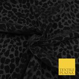 BLACK Flocked Leopard Velvet Devore Burnout Fabric Material Dress Craft 1780