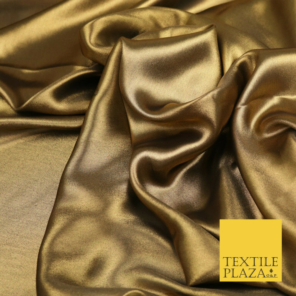 BLACK GOLD Fine Silky Metallic Shimmer Satin Georgette Dress Fabric Drape 1427