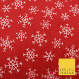 RED Christmas Snowflakes SUPER SOFT Printed Cuddle Fleece Blankets Craft 1653