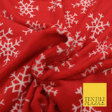 RED Christmas Snowflakes SUPER SOFT Printed Cuddle Fleece Blankets Craft 1653