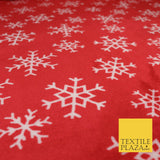 RED Christmas Snowflakes SUPER SOFT Printed Cuddle Fleece Blankets Craft 1653