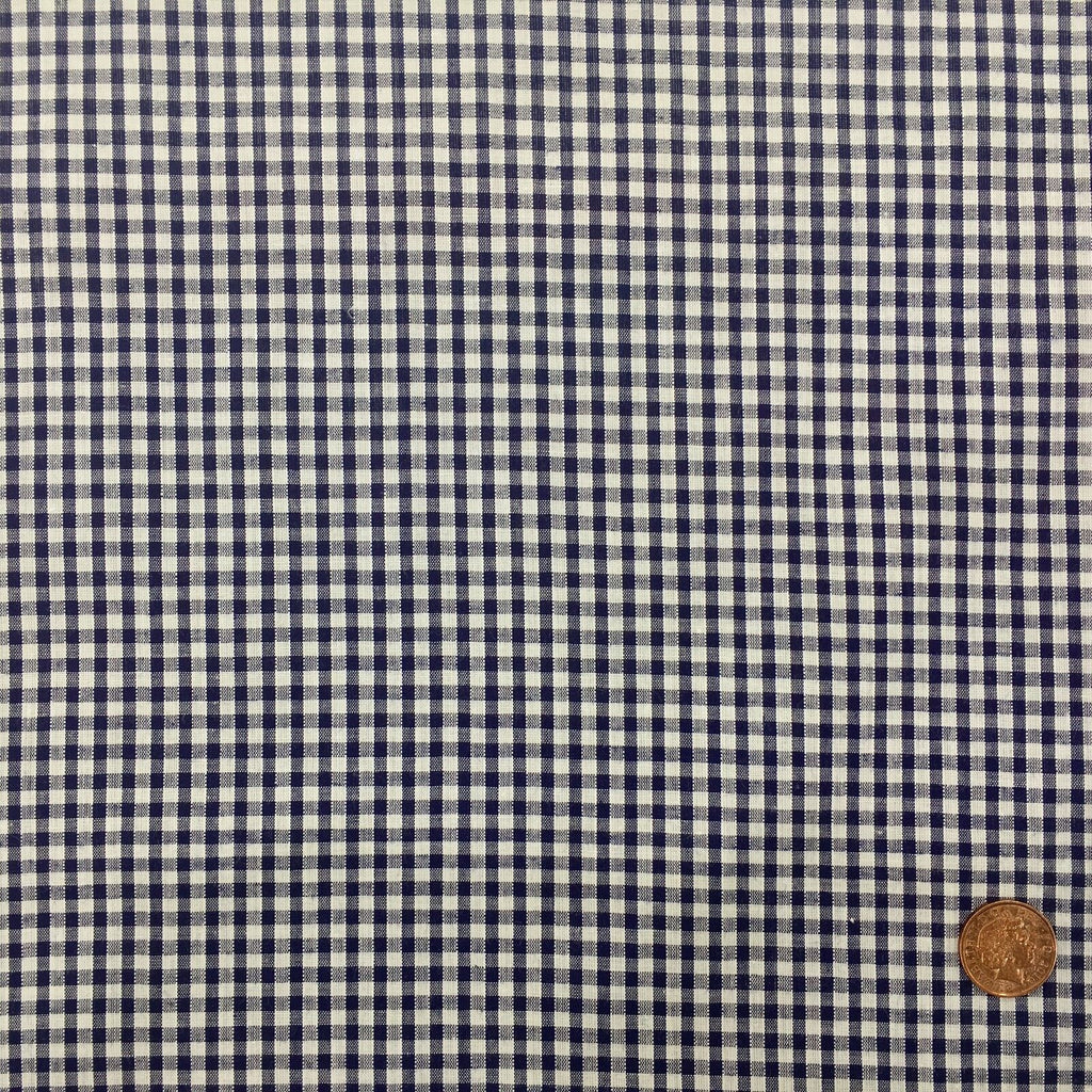 DARK BLUE Small Gingham POLYCOTTON Fabric - Per Metre - RD56