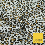 White Mini Leopard Cheetah Cat Animal Printed Poly Cotton Fabric Polycotton 5031