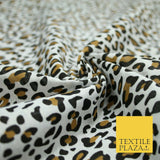White Mini Leopard Cheetah Cat Animal Printed Poly Cotton Fabric Polycotton 5031