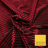 Premium Ribbed Striped Raised Velvet Velour Stretch Black Jersey Dress Fabric
