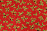 Christmas Small Holly Berry Fabric 100% Cotton - Per Metre RED RF33