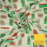 Christmas Gifts Presents Festive Printed Poly Cotton Fabric Polycotton Craft 45"