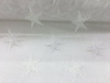 Sparkle Star Print Mesh Fabric - 100% Polyester- Per Metre - OPAQUE WHITE