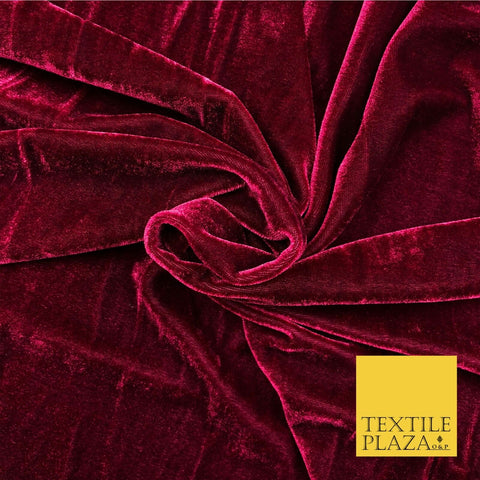 Deep Red Soft Plain Velvet Fabric Material - 58" - Dress More Colours PB254