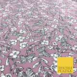 Lilac White Floral Digital Print Spun Rayon Viscose Dress Fabric Craft 59" 1317