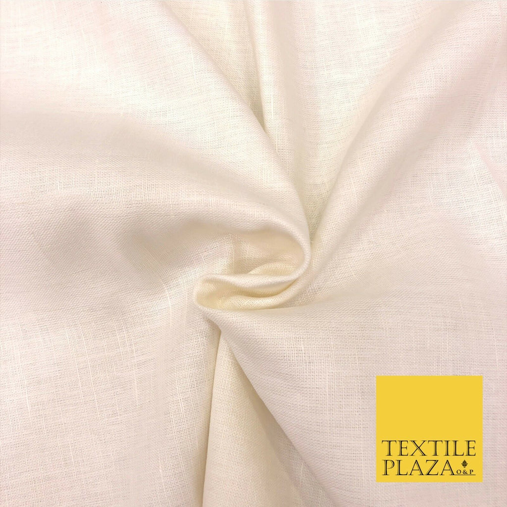 Off White Luxury Plain Cotton Linen Fabric - 10 Colours Dress Craft - OG574