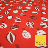 Christmas Baubles Festive Xmas Printed Poly Cotton Fabric Polycotton Craft 45"
