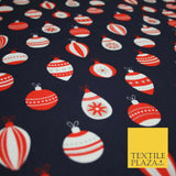 Christmas Baubles Festive Xmas Printed Poly Cotton Fabric Polycotton Craft 45"