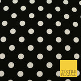Premium BLACK WHITE Spot Polka Dot Printed CANVAS Fabric Craft Dress Bags 1634