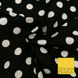 Premium BLACK WHITE Spot Polka Dot Printed CANVAS Fabric Craft Dress Bags 1634