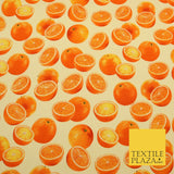 Cream Fruity ORANGES 100% COTTON CANVAS Soft Fabric Craft Dress Bags 1640