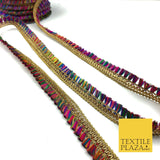 Colourful Mini Tassels Indian Woven Phulkari Gold Trim Ribbon Border Lace X300