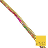 Colourful Mini Tassels Indian Woven Phulkari Gold Trim Ribbon Border Lace X300