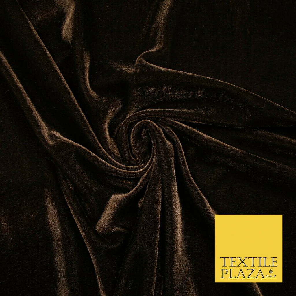 Chocolate Brown Soft Plain Stretch Velvet Fabric Material Dress Craft 58" 5098