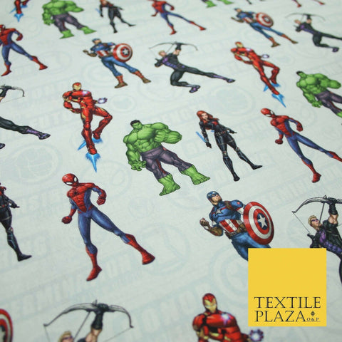 AVENGERS Iron Man Hulk Spiderman Black Widow Print 100% Cotton Fabric 59" 5163