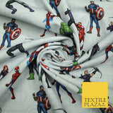 AVENGERS Iron Man Hulk Spiderman Black Widow Print 100% Cotton Fabric 59" 5163