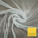 White / Cream Diamond Lattice AIRTEX Fish Net Mesh Sports Stretch Dress Material
