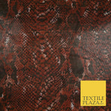 Deep Rust Brown Snake Skin Animal Print Power Mesh Net Stretch Dress Fabric 5257