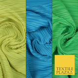 Blue Green Yellow Pleated Crushed Crinkle Stretch Plisse Jersey Fabric Dress 61"