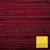 RED WINE Pleated Ribbed Stretch Soft Striped Velvet Plisse Fabric Dress Craft