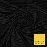 BLACK Mix Variety of Pleated Crinkle Striped Plisse Dress Fabrics 58" 13 DESIGNS