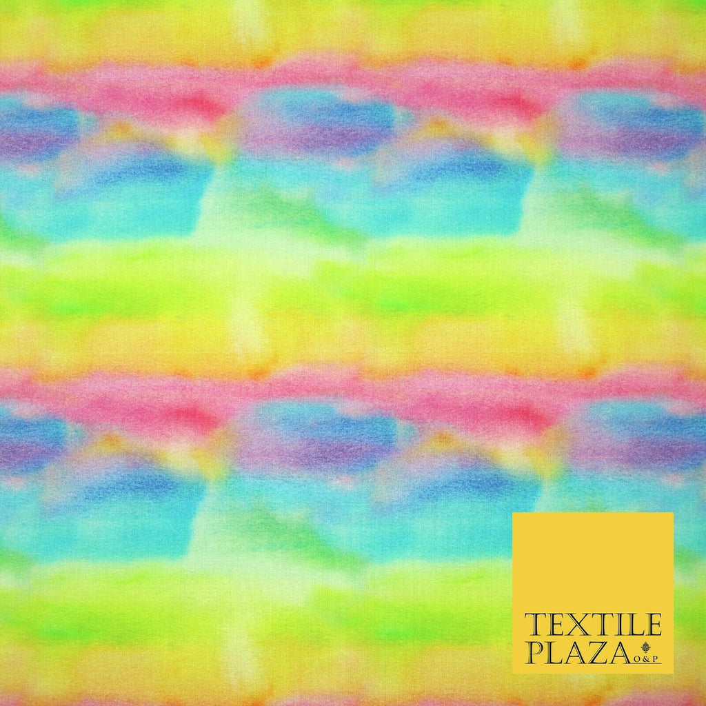Multicolour Artsy Watercolour Rainbow Digital Print 100% Cotton Fabric 58" 5414