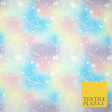 Space Planets Moon Stars Pastel Shaded Digital Print 100% Cotton Fabric 58" 5418
