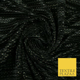 Black Brown Metallic Gold Pin Dot Pleated Plisse Satin Stretch Dress Fabric 58"