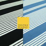 Black Blue Block Pinstriped Lines Printed Soft Organic Cotton Jersey Fabric 59"