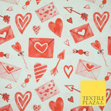 White Red Love Letters Cupid Hearts Digital Print 100% Cotton Fabric 58" 5500