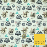 Beige JURASSIC WORLD Dinosaur Map Themed Digital Print 100% Cotton Fabric 5504