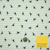 Ivory Striped Flamingo Icon Printed Soft Organic Cotton Jersey Fabric 59" 5491