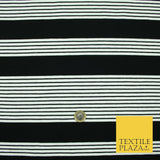 Black Blue Block Pinstriped Lines Printed Soft Organic Cotton Jersey Fabric 59"