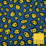 Blue Yellow Wacky Leopard Animal Print Soft Organic Cotton Jersey Fabric 59"5475