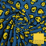 Blue Yellow Wacky Leopard Animal Print Soft Organic Cotton Jersey Fabric 59"5475