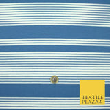 Black Blue Block Pinstriped Lines Printed Soft Organic Cotton Jersey Fabric 59"