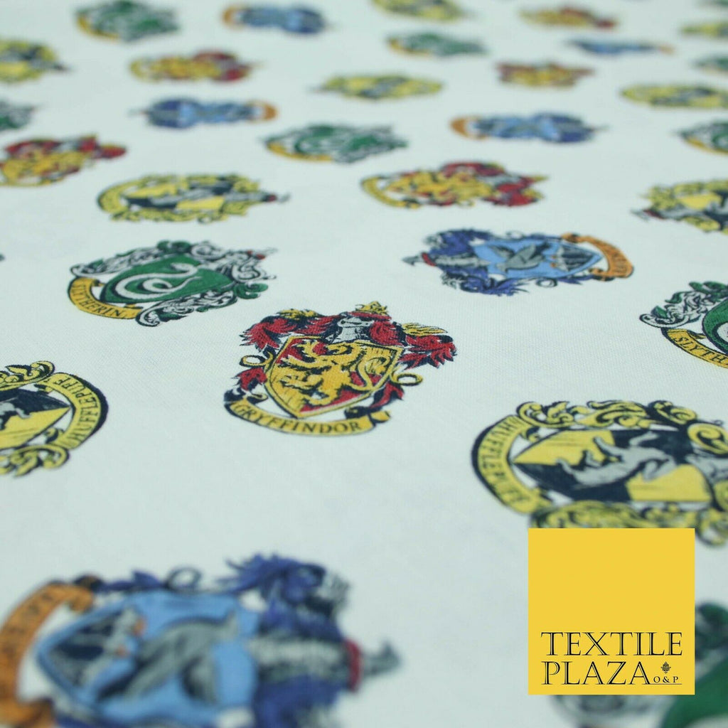 HARRY POTTER Hogwarts House Badges Emblems Print 100% Cotton Fabric 59" 5510
