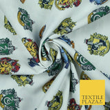 HARRY POTTER Hogwarts House Badges Emblems Print 100% Cotton Fabric 59" 5510